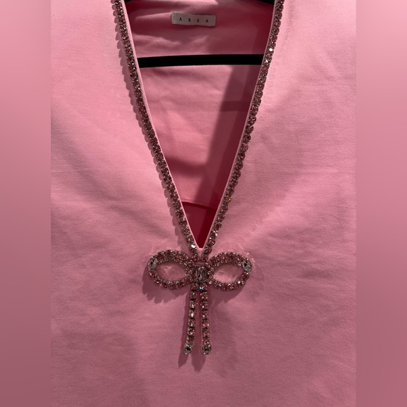 NWT AREA pink crystal bow v neck t shirt dress - Picture 7 of 12